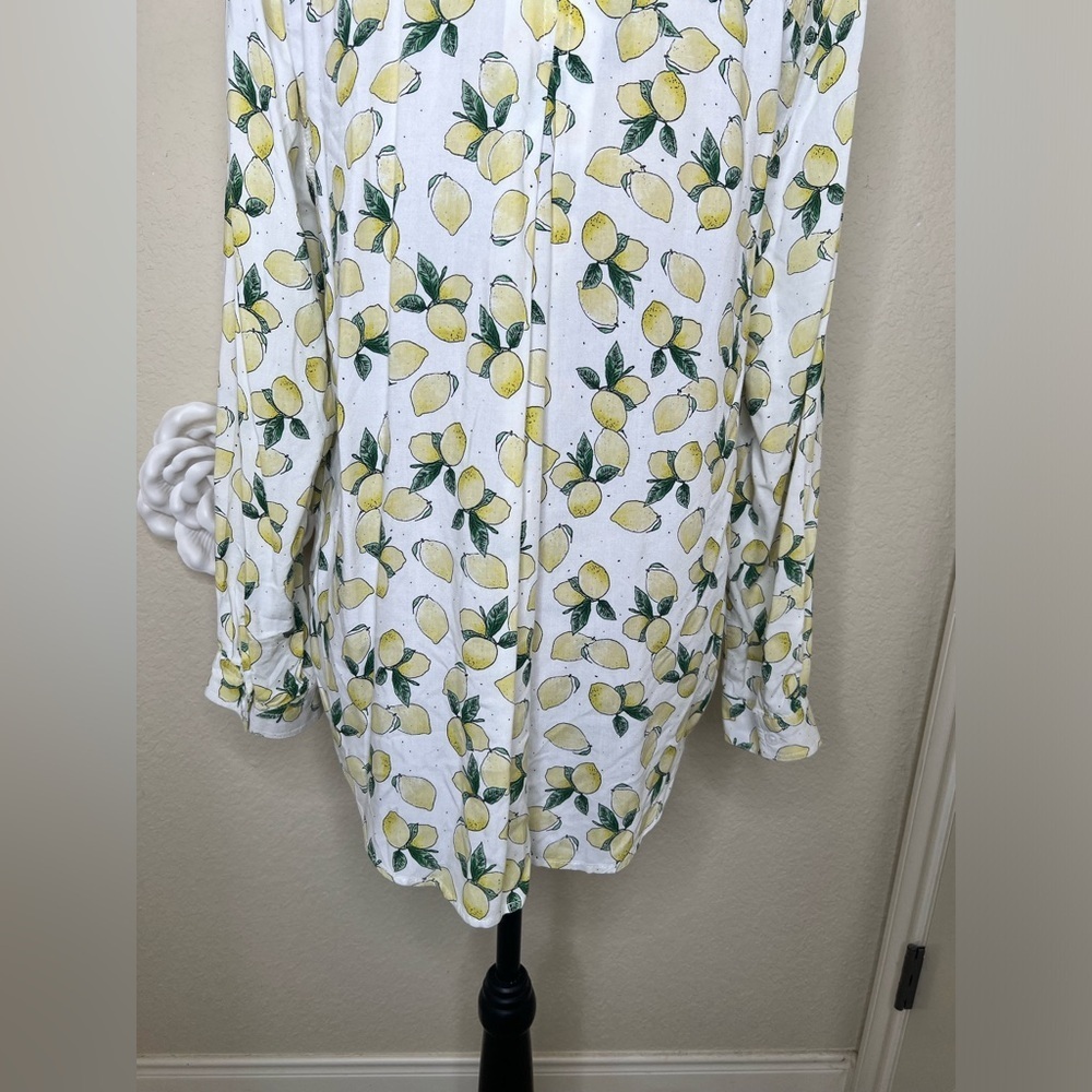 NTM: BeachLunchLounge Lemon Printed Alanna Button Down Long Sleeve Top Sz L - Picture 12 of 16